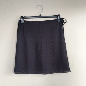 Vintage Banana Republic Size 10 Silk black skirt with embroidered top layer